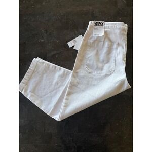 DKNY Jeans High Rise Barrel Leg Women's Size 14/32 White Cropped Jeans Boho Chic